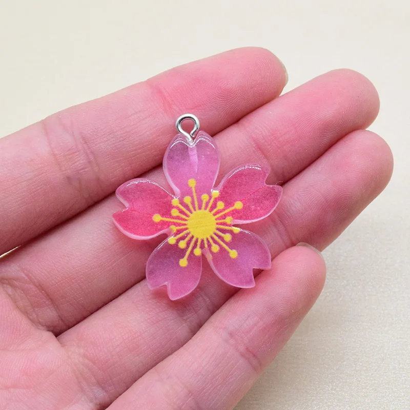 10PCS Clear Cherry Flat Back Resin Charms for DIY Jewellery Making
