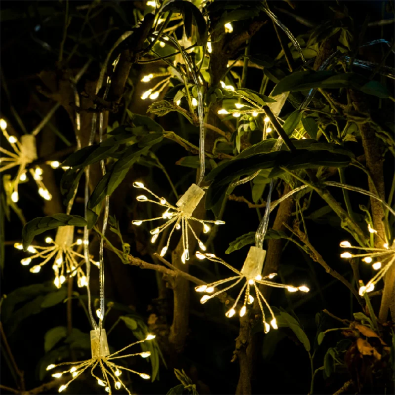 Led luzes de fogo de artifício luz de fadas fio cobre luzes da corda usb bateria operado iluminação da corda casamento decoração natal