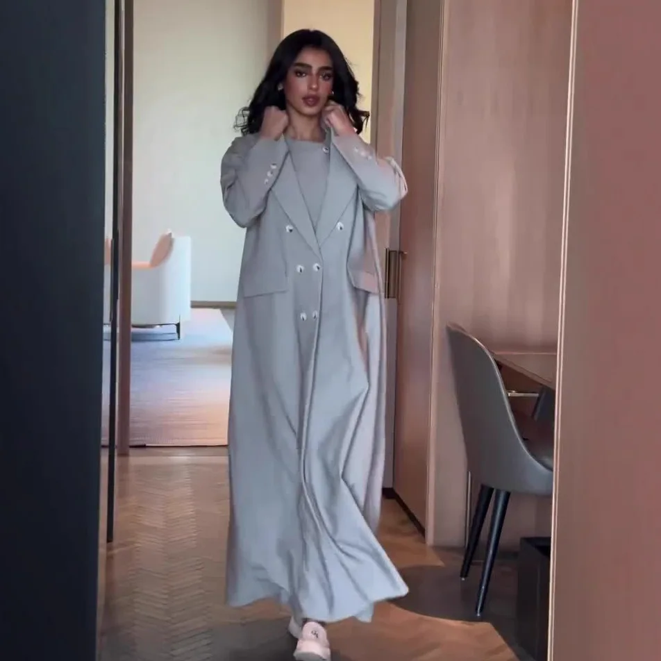 Frauen Einreiher Trenchcoat Set Drei Stück Hose Sets Solide Volle Hülse Lange Mäntel Weste Anzüge Regelmäßige Hosen Elegante