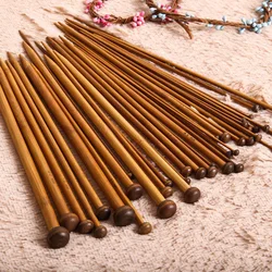 36pcs 18 Size Bamboo Knitting Needle Wool Weaving Handle Knitting Needles Single-pointed Art Crafts Portable DIY Handmade Tools