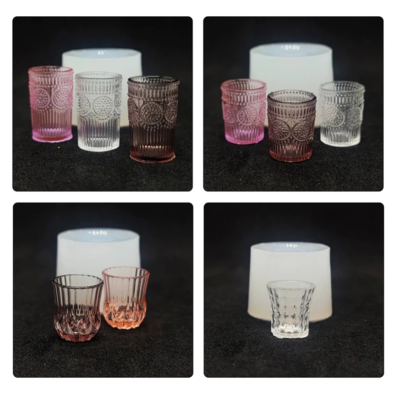 1PC Dollhouse Miniature Crystal Cup Tableware Silicone Mold DIY Tableware Dolls House Accessories Kids Pretend Play Toys