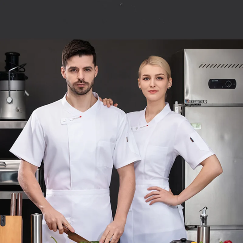 

Костюм шеф-повара, кухонная одежда, униформа повара, оборудование для ресторана, рубашка шеф-повара для мужчин и женщин, рабочая одежда с короткими рукавами для общественного питания, официанта