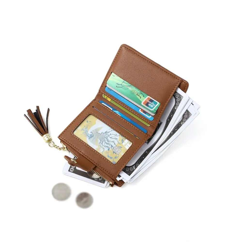 

Женский кошелек в корейском стиле в стиле ретро, короткий клатч, держатель для карт, тканевый кошелек на молнии из искусственной кожи, уличный кошелек