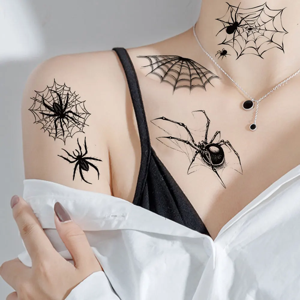 10pcs Spider Web Tattoo Stickers for Halloween Disposable Temporary Tattoos For Men Women Face Makeup Body Decr for Children