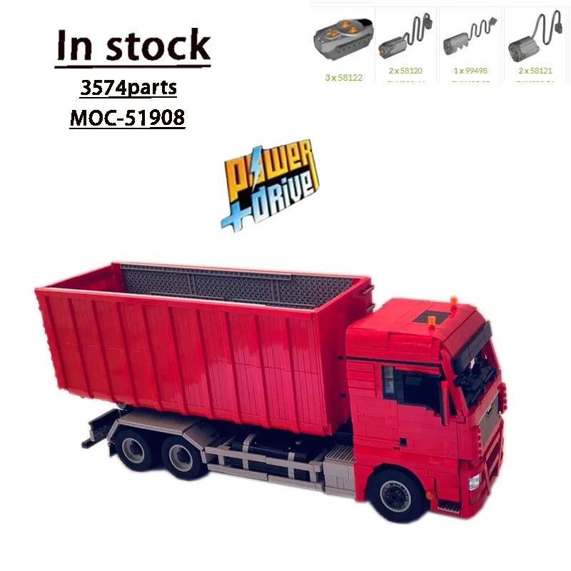 

MOC-51908 Красный радиоуправляемый городской крюковый грузовик, строительный блок, модель 3574, детали строительного блока, детский строительный блок на день рождения, игрушка в подарок