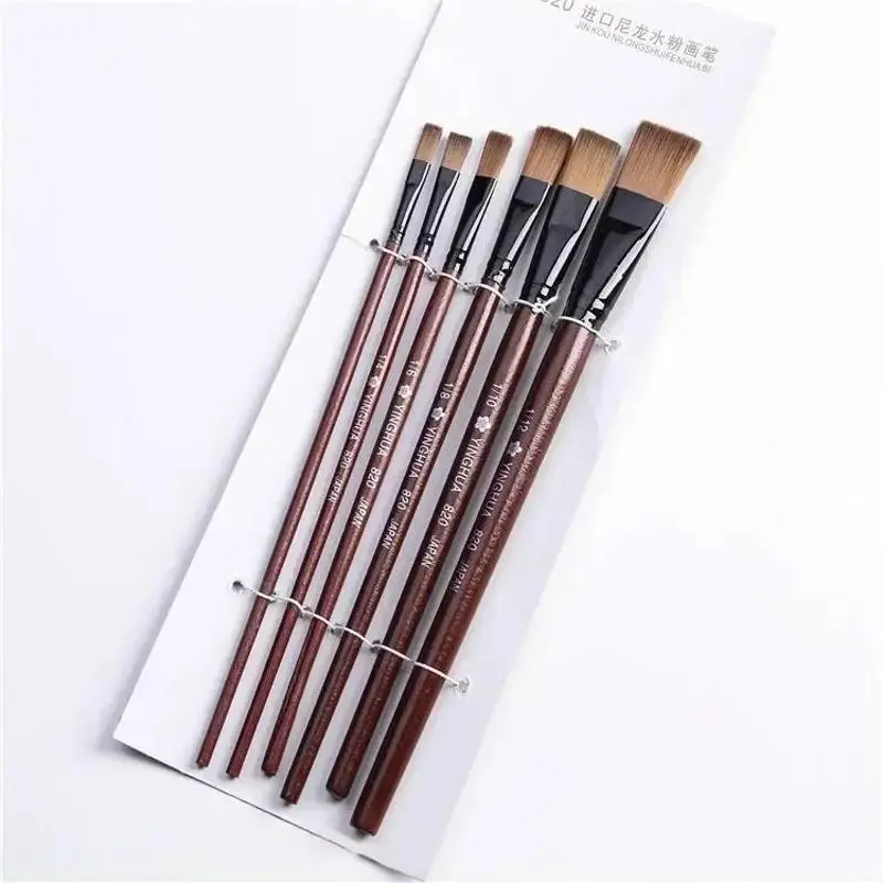 6pcs/set Watercolors Artist Paint Brushes Professional Painting Set Acrylic Oil Brush Supplies Nylon Wool Brush Art Accessories