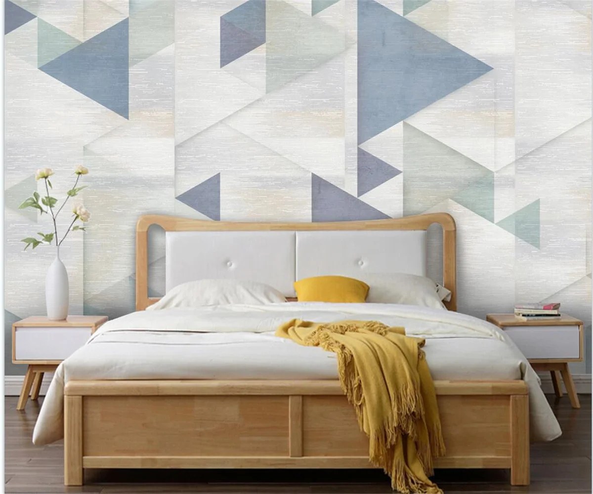 

papel de parede Custom modern simple geometric wood grain creative bedroom living room decorative painting wallpaper