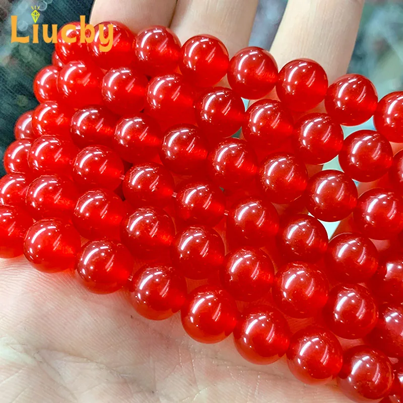 Calcedonio rosso Giade Perline di pietra naturale per creazione di gioielli Braccialetti versatili fai da te Collana Orecchini 15 "Filo 4/6/8/10/12/14MM