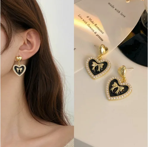 Baroque luxury vintage full women bow earrings big love earrings