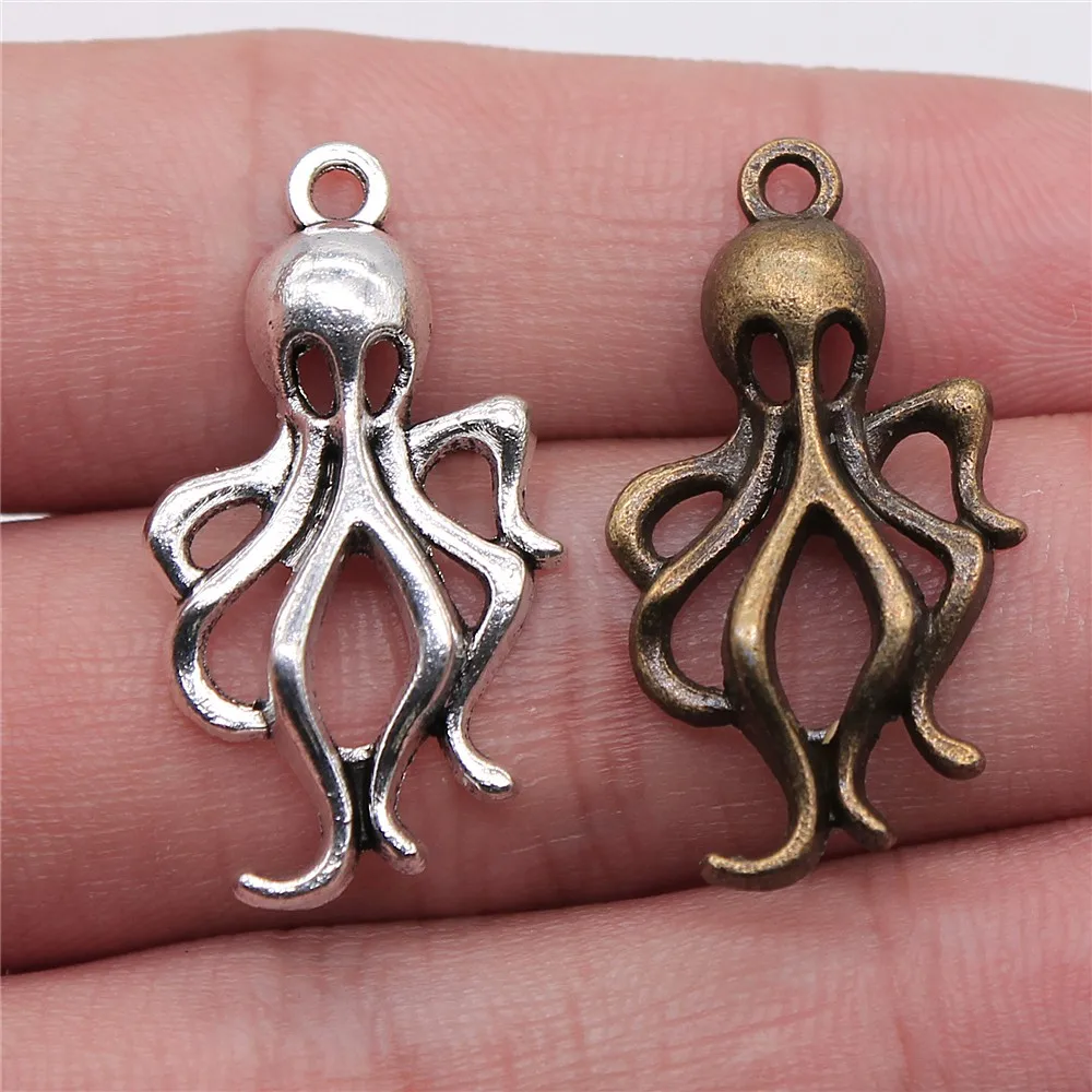 WYSIWYG 10pcs 32x17mm Pendant Octopus Octopus Charm Pendants For Jewelry Making 2 Colors Squid Pendants