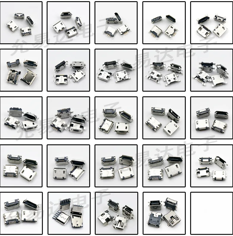 24values*10pcs=240pcs phone tail plug Micro USB New Widely Using Mirco USB Connectors Plug Applicable to MP3/4/5