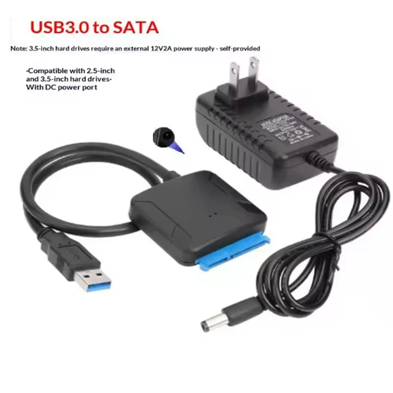 SATA to USB 3.0 Adapter Convert Cable for 3.5/2.5 Inch SSD HDD SATA III Hard Drive Disk Converter Support UASP 12V Power Adapter view 3