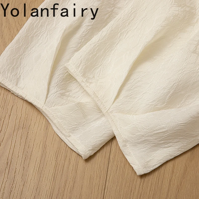 YOLANFAIRY ريال 100% التوت الحرير تي شيرت للمرأة الجولة الرقبة فضفاضة عادية تنوعا تيز الصيف بلايز أنيقة تي شيرت السيدات