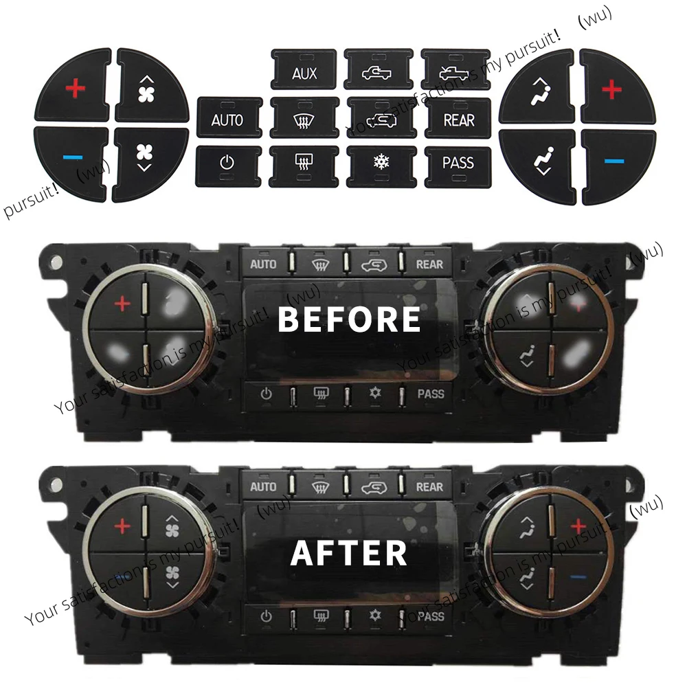 AC Dash Button Repair Kit Decal Stickers Replacement For GMC Tahoe Suburban Avalanche Yukon Denali Acadia Sierra & Buick Enclave