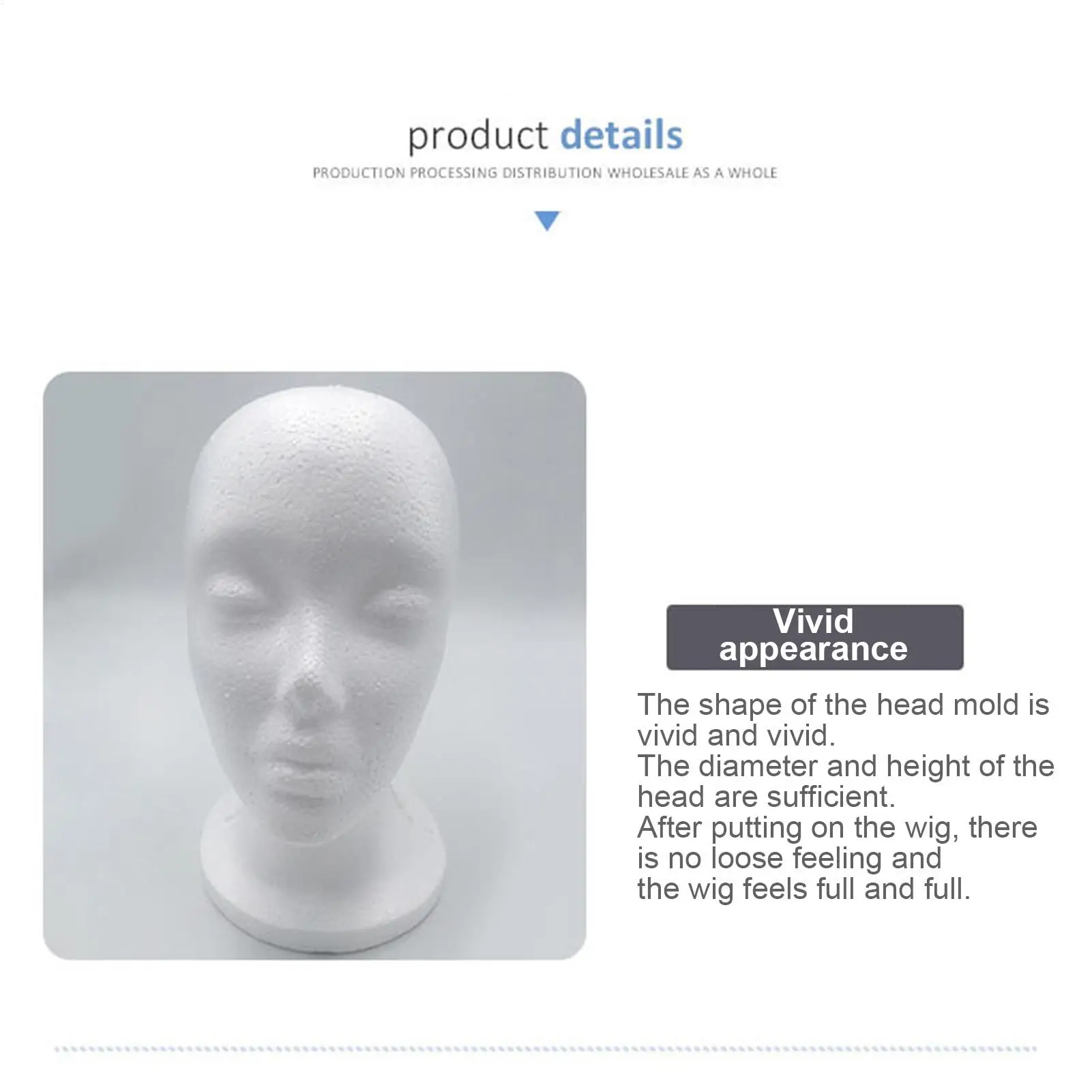Foam Head Mannequin Manikin Model Display Props easy to use for Arts Hairpieces Headphones Beauty Salon Hairdressing Crafts Hall