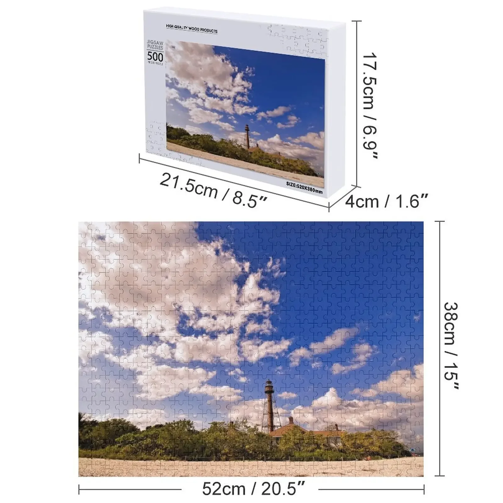 المنارة - جزيرة سانيبل، فلوريدا أحجية الصور المقطوعة هدية مخصصة ألعاب مخصصة لألغاز الأطفال
