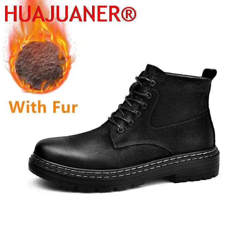 

Handmade Retro Winter Real Leather Men Shoes Fashion Outdoor Ankle Boots Non-Slip Punk Style Motorcycle Boots for Men Snow Boots