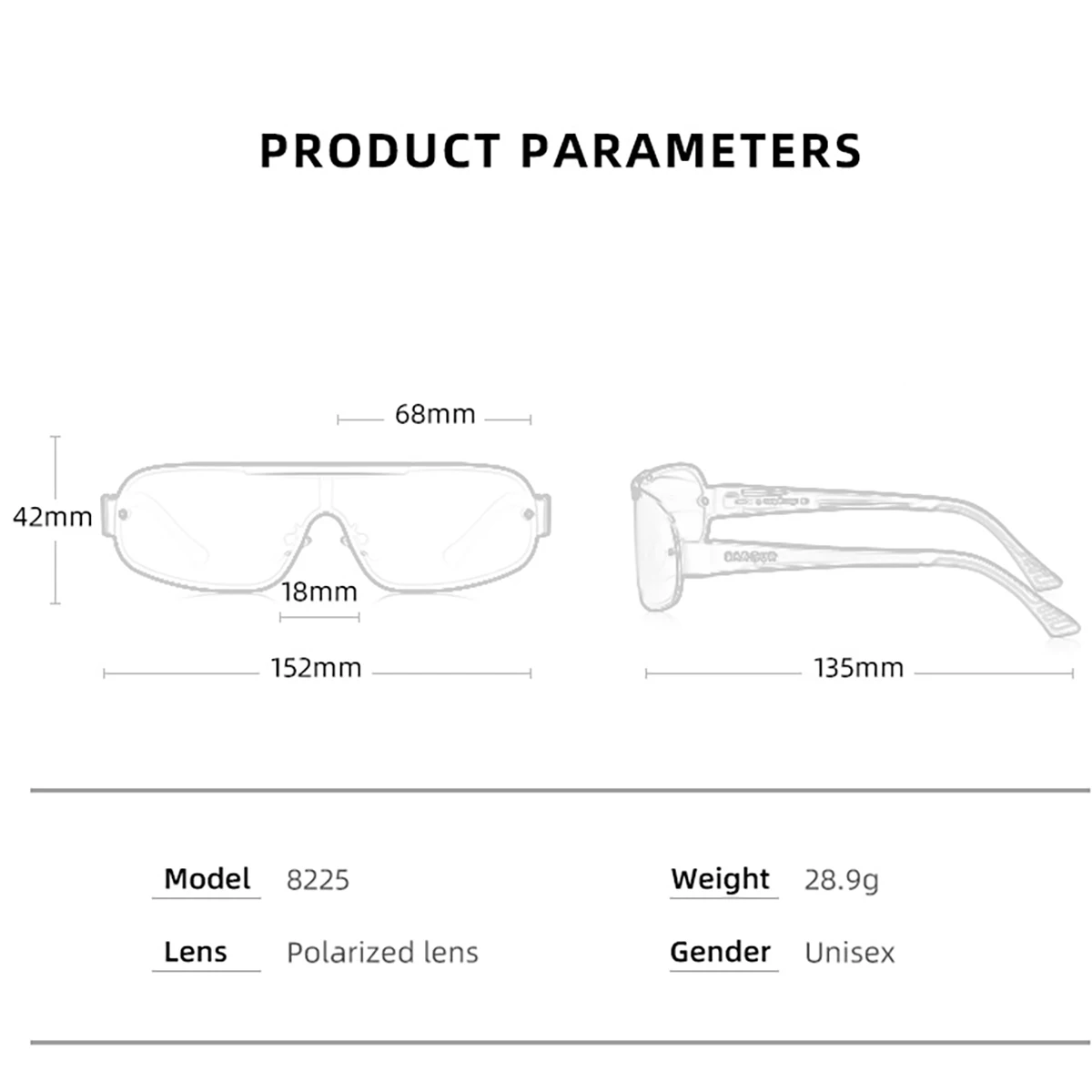 BARCUR 1개 여성용 메탈릭 편광 선글라스 대형 프레임 휴가 레저 스타일 비치 퍼포먼스 남성용 안경 워킹