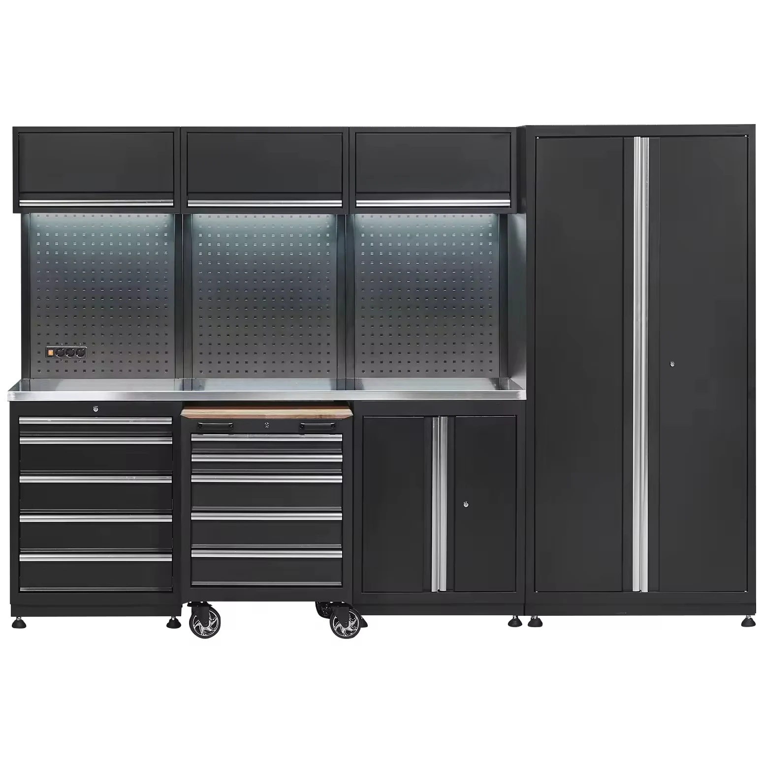 Large Capacity Steel Garage Tool Storage Cabinet With Pegboard And Adjustable Shelves Perfect For Organizing Tools
