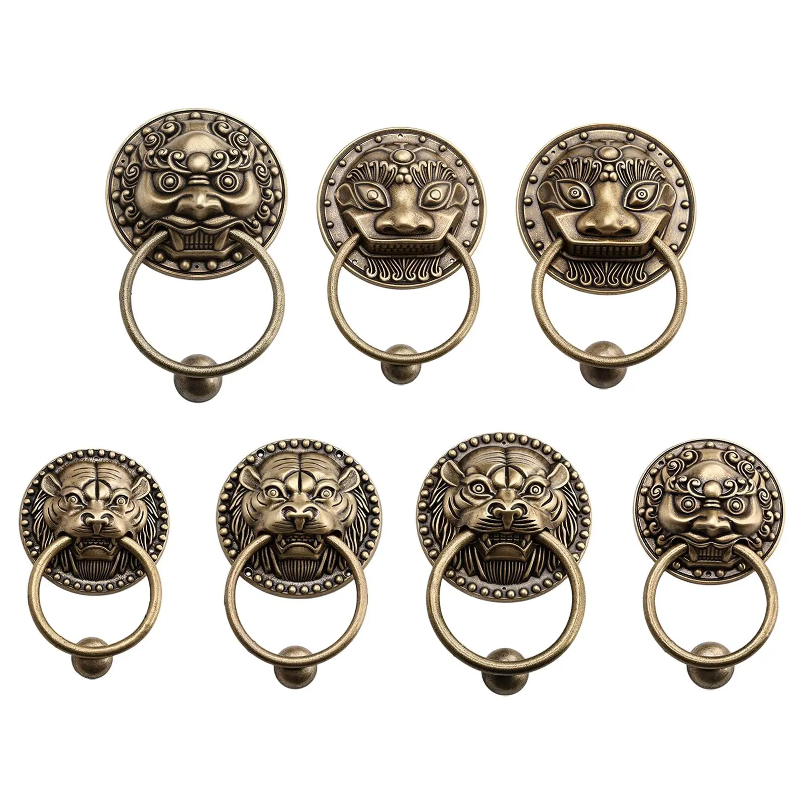 Beast Head Door Knocker for Front Door Sturdy Structure Easy Installation Decorative Home Decor Chinese Pull Handle Retro Design