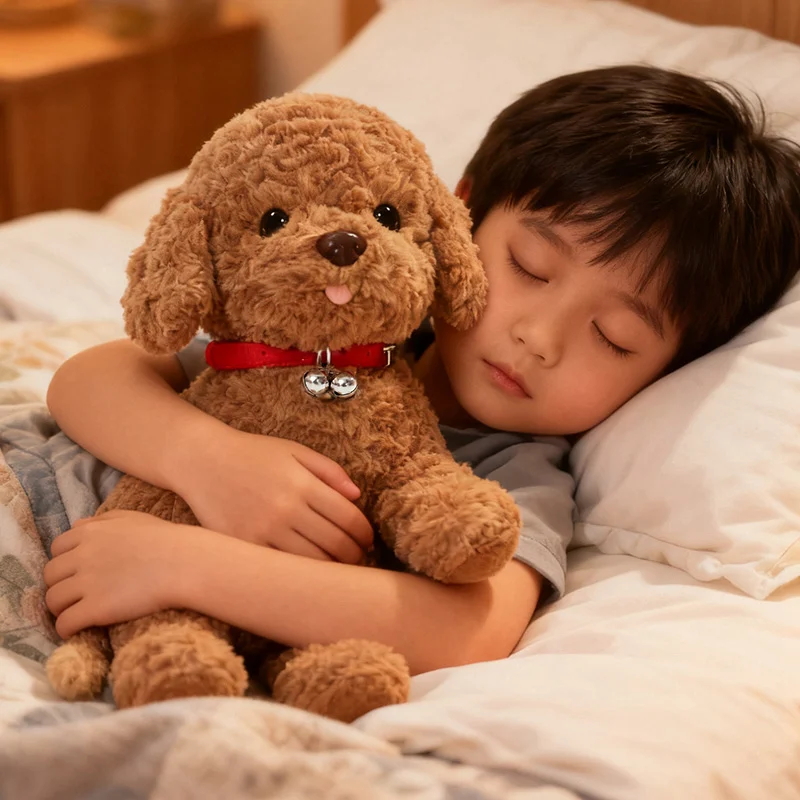 

25/35/45cm Bell Teddy Dog Doll Long Plush Puppy Toy Brown Beige Cartoon Cute Animal Tongue Out Plushie Birthday Gift