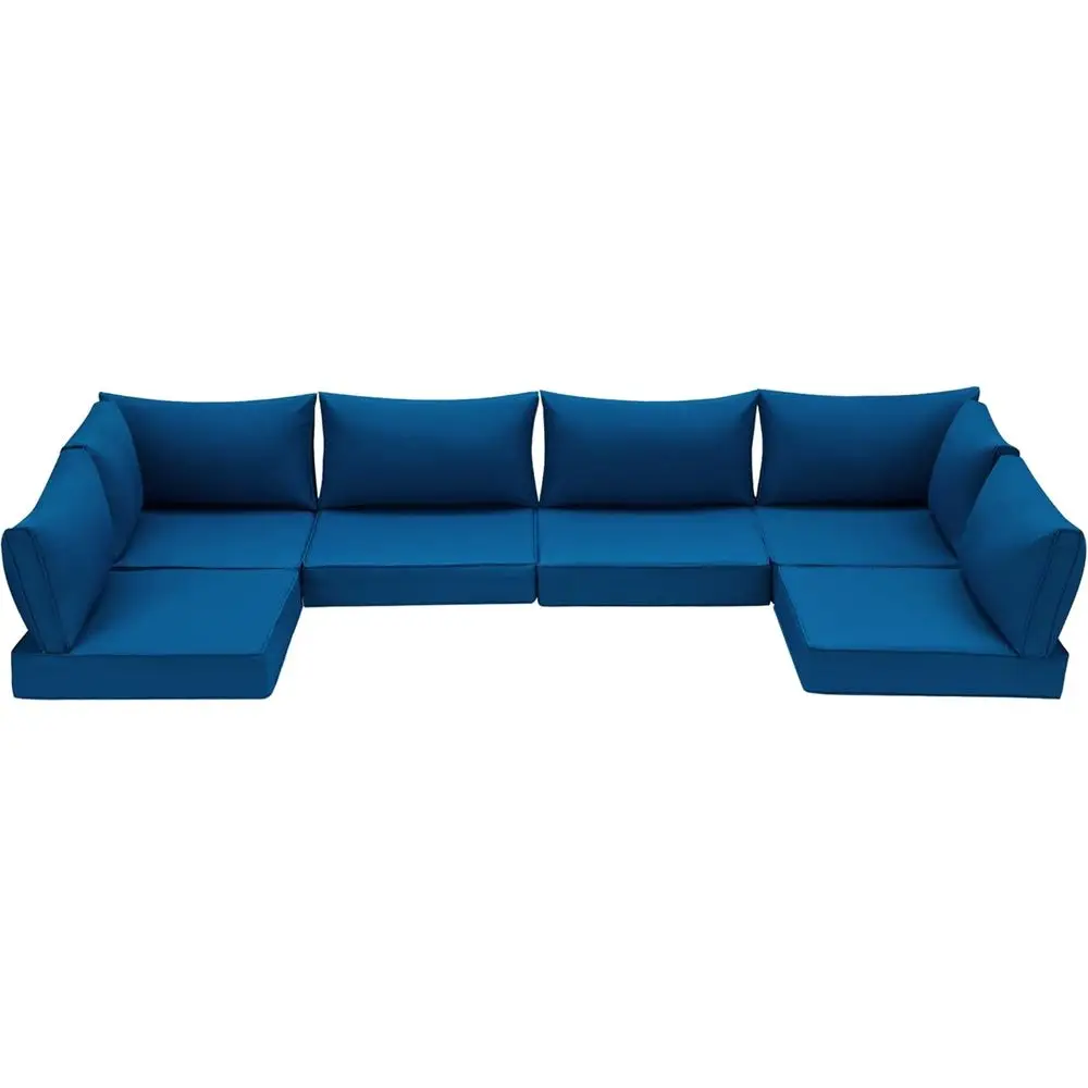 14-Piece Outdoor Sectional Sofa Cushion Set - Blue, Water-Resistant for Patio Furniture