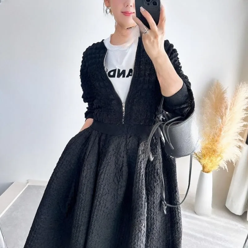 

Осень 2025 г., новый кардиган с круглым вырезом и молнией, куртка с длинными рукавами