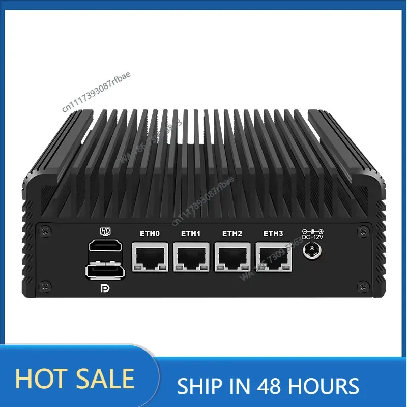 Fanless Industrial Mini PC Firewall Router X86 Hardware for Mikrotik Core i5-1235U DDR5 NVMe SSD 4x2.5G Ethernet