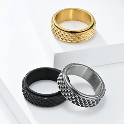 Vintage National Wind Dragon Scale Rotatable Men's Decompression Stainless Steel Finger Ring