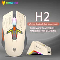 XUNSVFOX H2 ratón inalámbrico Bluetooth de modo dual efecto de iluminación RGB portátil para juegos Oficina carga magnética
