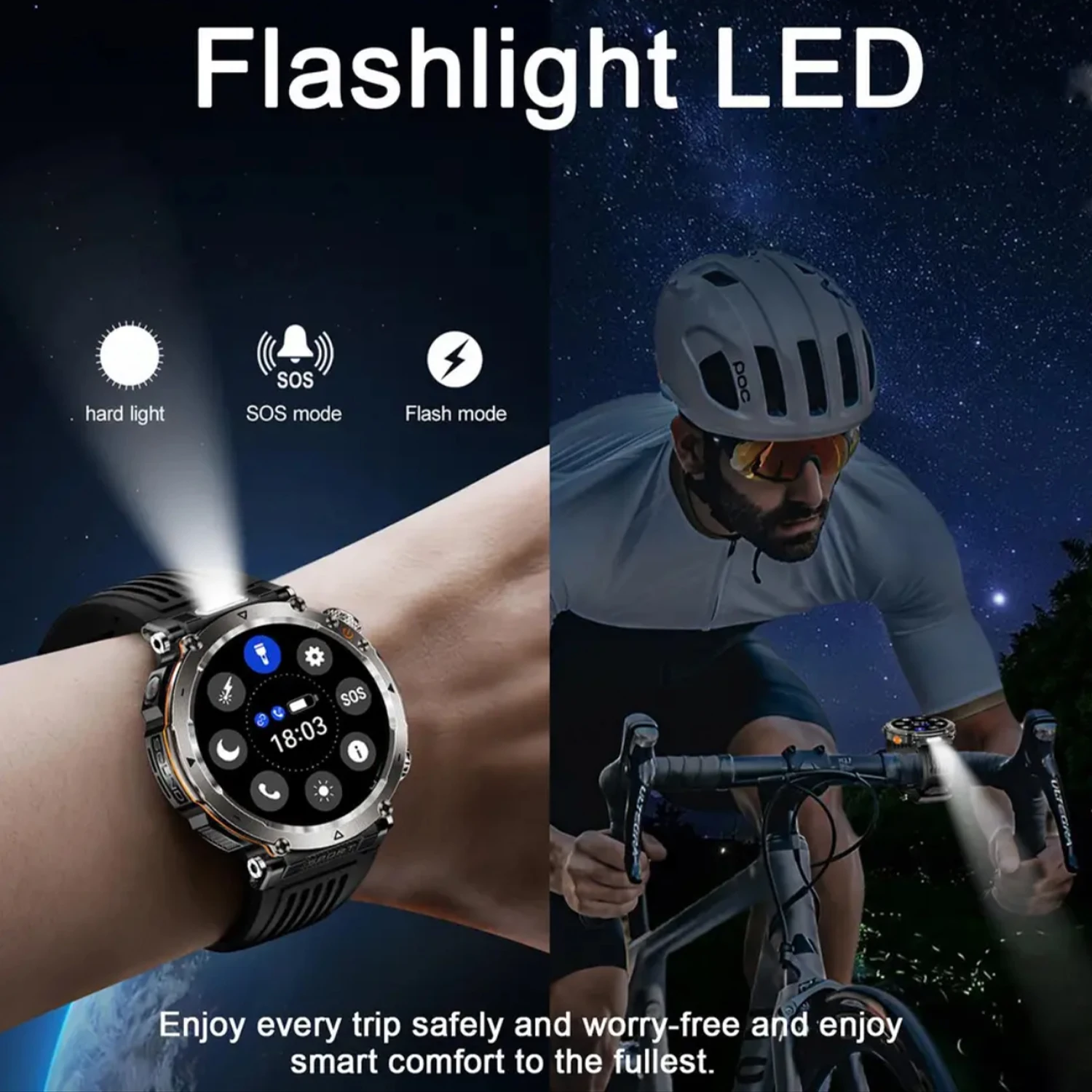 NUOVO Smartwatch HT30 600 Mah Batteria di grandi dimensioni per Huawei HD Bussola Forte torcia a LED Chiamata Bluetooth Sport Fitness Smartwatch