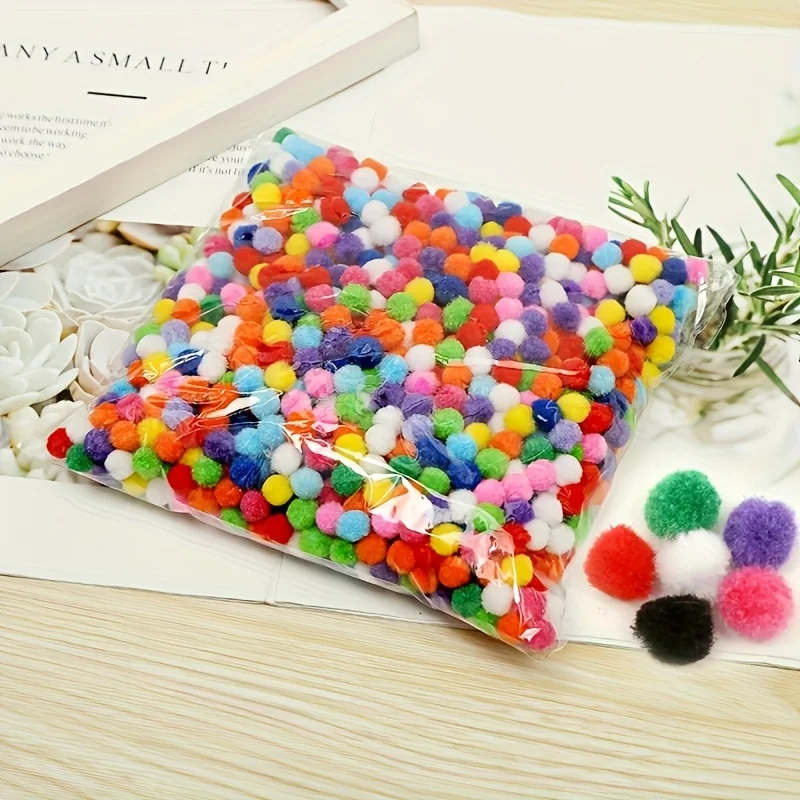 100Pcs Polypropylene 0.59 inch Plush Ball Decorative Pompom Colorful Additions High Elastic Pompom