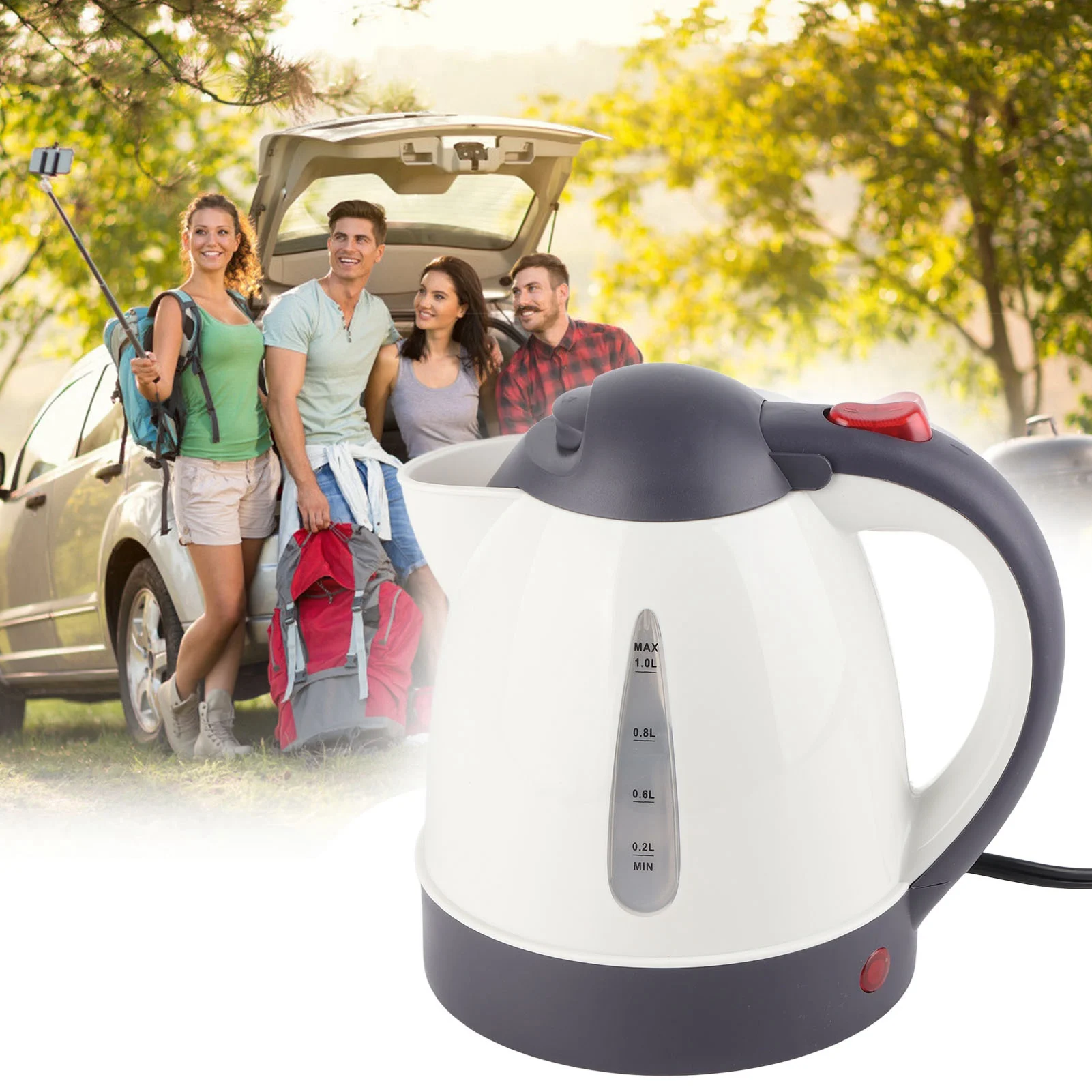 

1000ml 24V 250W 304 Stainless Steel Portable Travel Car Truck Kettle Water Heater Bottle Auto Cut Off Power For Tea Coffee