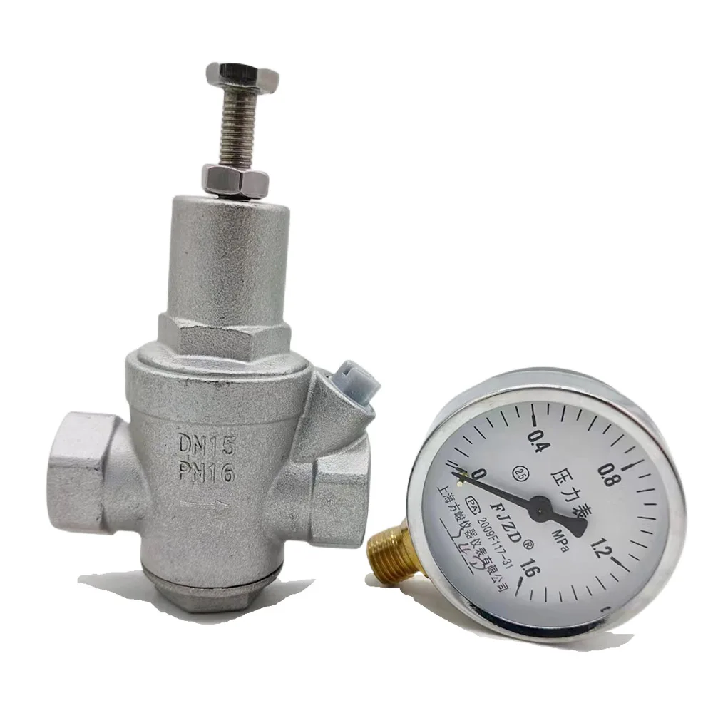 304 Stainless steel water pressure reducing valve with pressue gauge DN15-DN50 Water Pressure Regulator/Reducing/Relief Valves