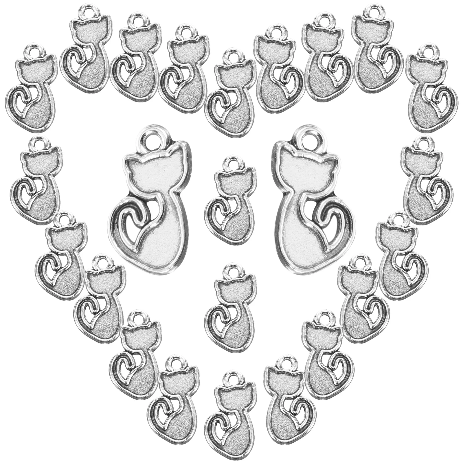 

100pcs Kitten Pendant Necklace Charms Cat Shaped Ornaments Cute Jewelry Making Supplies Alloy Accessories Retro Style DIY Craft