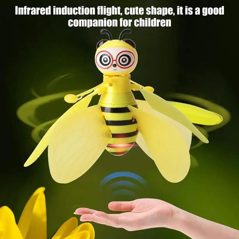 Kids Mini Drones Flying Bee Toys Hand Induction Bee Flying Toys RC Helicopter Drone Gesture Sensing Bee Luminous Aircraft Toys