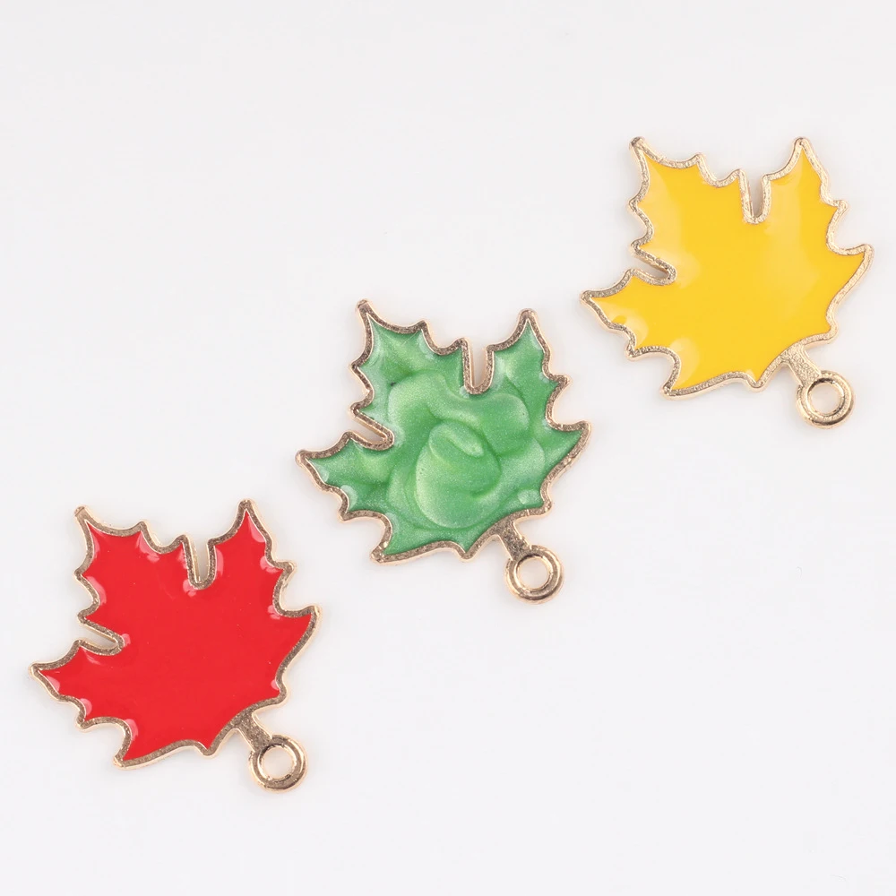 10/20pcs Color Cute Maple Leaf Shape Pendant Earring Necklace Bracelet Jewelry Making Accessories Handmade DIY Ornament Fashion view 5