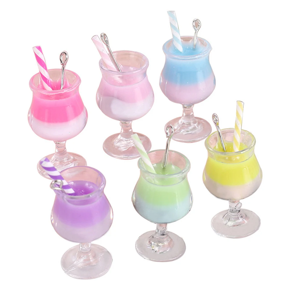 8Pcs/Lot Resin Simulation 3D Goblet Charm 2Colour Drink Milk Tea Pendant For Earring Necklace KeyChain Jewelry DIY Making