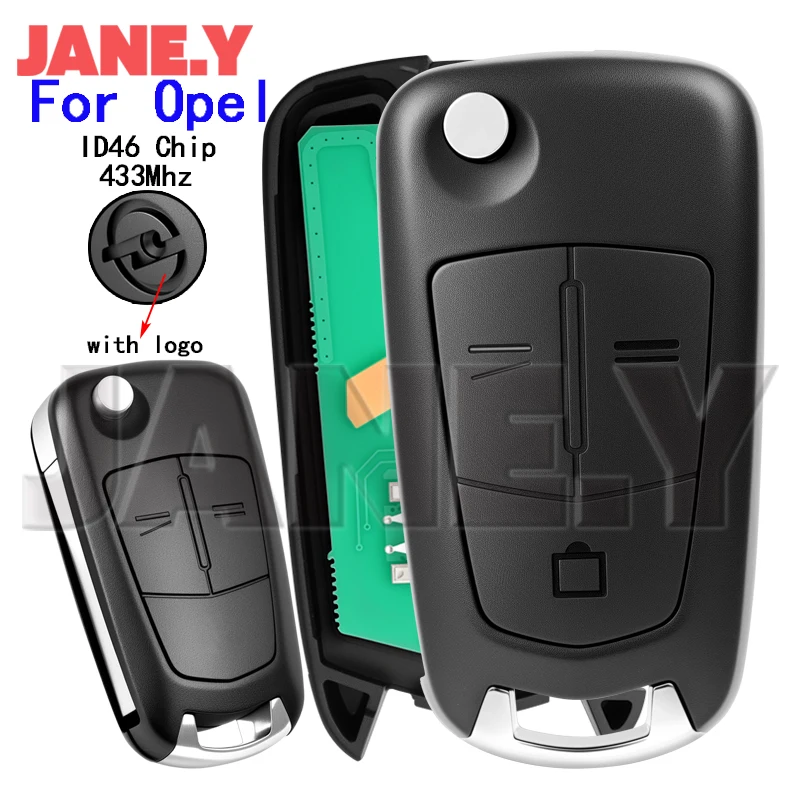 

Дистанционный автомобильный брелок для Opel Vauxhall Vectra C Zafira B Corsa D Signum Astra H 433 МГц ID46 чип с логотипом 2/3 кнопки откидной ключ