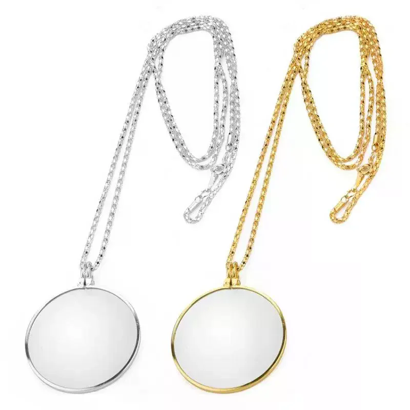 Exquisite Magnifying Glass Reading Glasses With Chain Portable Optical Jewelry Magnifier Pendant Neckglasses Gift