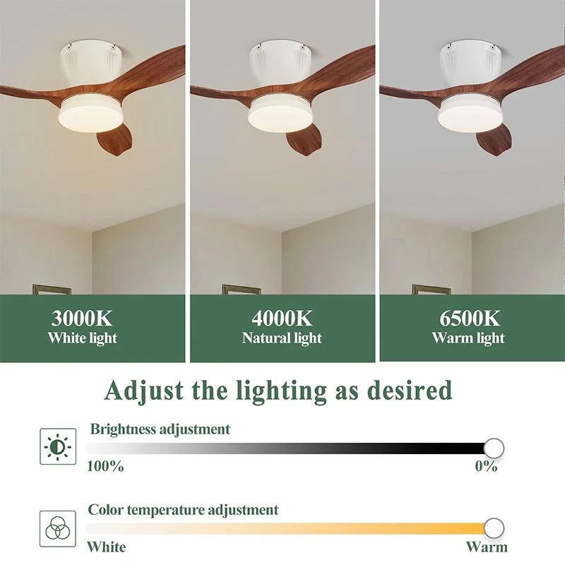 Интеллектуальный трехлистный потолочный вентилятор, светильник для столовой, спальни, гостиной, RGB-музыкальный стиль, потолочный бесшумный вентилятор с высоким ветром