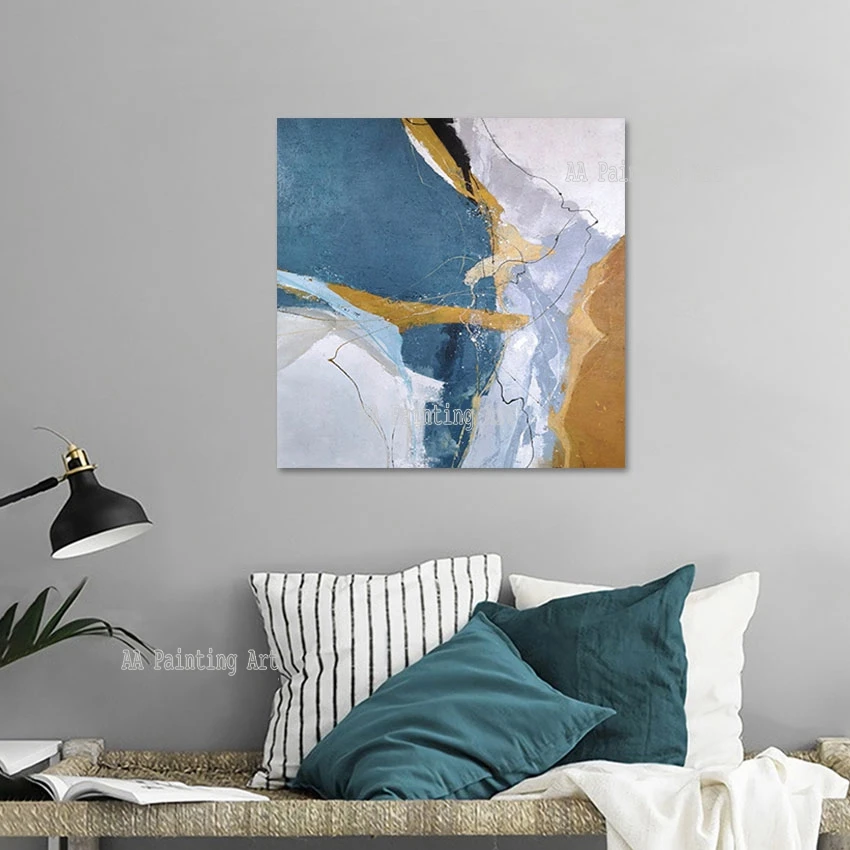 

Simple Nordic Abstract Acrylic Painting, Hotel Bedroom Decorative Item, Frameless Canvas Picture, Christmas Gift, Artwork, New