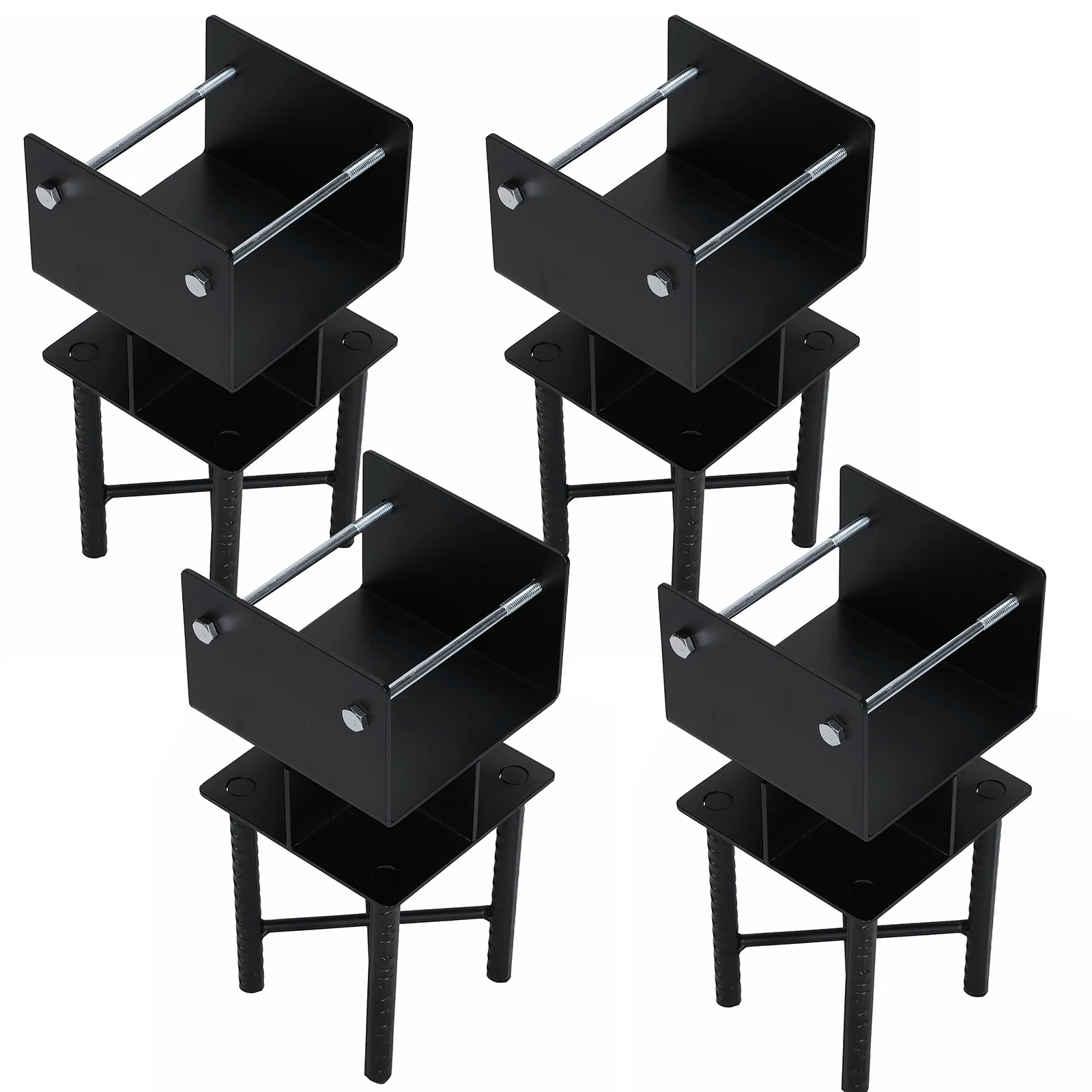 

4pcs Wet Concrete Fence Post Holder U-Shaped 6x6 Deck Post Base Support Inner Size 5.5inx5.5in for Porch Railing Pergola Support