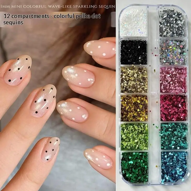 Nail Glitter Sequin Mixed Wave Point Colorful Laser Sparkling Nail Art Charm Decoration DIY Manicure Accessories