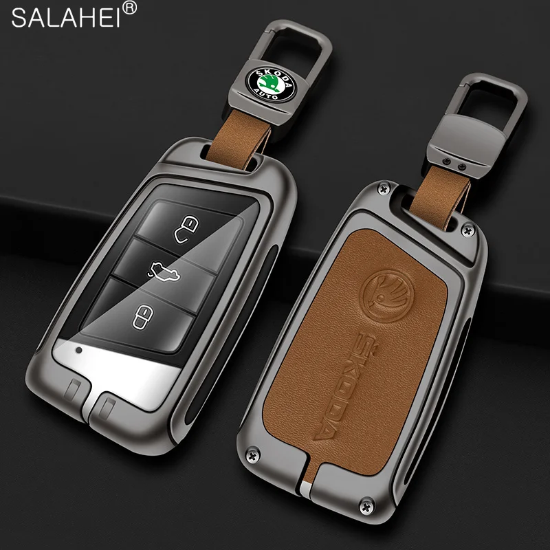 Zinc Alloy Car Smart Remote Key Case Bag Cover Holder Shell Fob For Skoda Superb A7 Karoq Kodiaq 2020 2021 Keychain Accessories - view 4