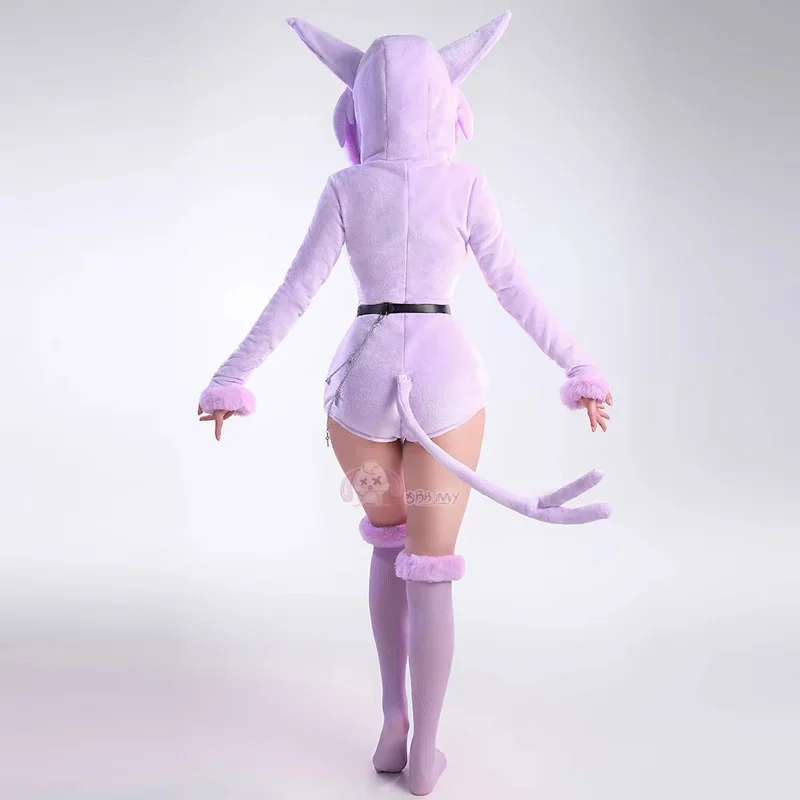 Disfraces de Cosplay de Anime Espeon para mujer, traje Sexy con capucha, calcetines de cola, pijamas de franela de dibujos animados, mono de felpa para chica conejito