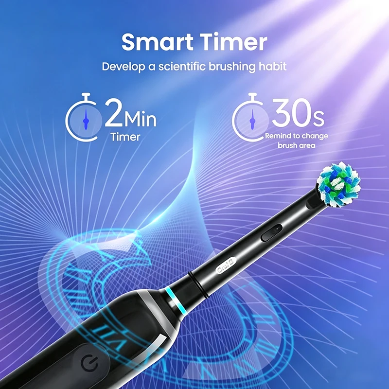 Oral-B Pro4 Electric Toothbrush 4 Modes Pressure Sensor 2 Minute Timer Rechargeable Smart Toothbrush with Brush Heads Brush Box gallery 2