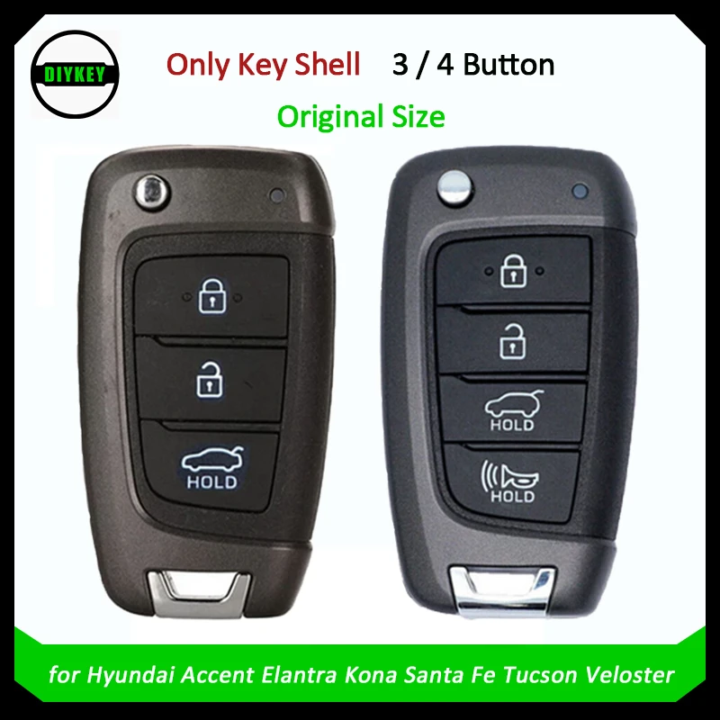 

DIYKEY 3 / 4 Button Remote Key Shell Case Fob for Hyundai Accent Elantra Kona Santa Fe Tucson Veloster 2018 2019 2020 2021 2022