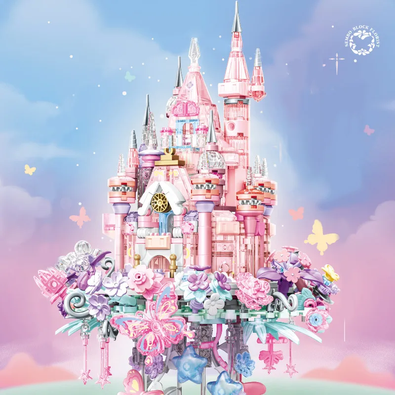 SEMBO 822pcs Flower Castle Assemblage Building Blocks Architecture Models Home Decorations Ornaments Gifts for Girls Kids Toys