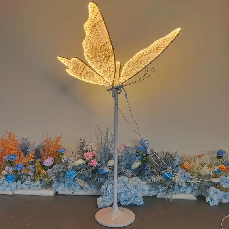 

Wedding props arrangement decoration luminous butterfly pendant T platform road guide welcome stage chandelier ornament wrought